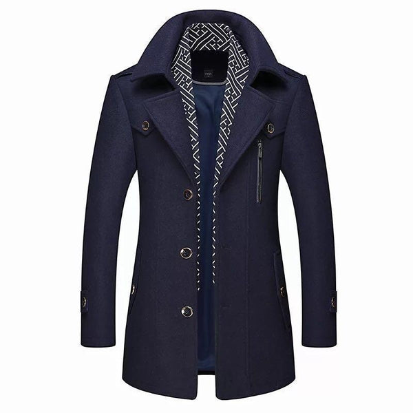 Finn Men's Wool Winter Coat – Classic Fit Tailored Longline Overcoat