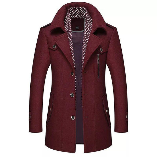 Finn Men's Wool Winter Coat – Classic Fit Tailored Longline Overcoat