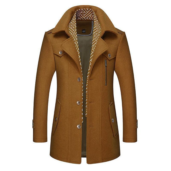 Finn Men's Wool Winter Coat – Classic Fit Tailored Longline Overcoat