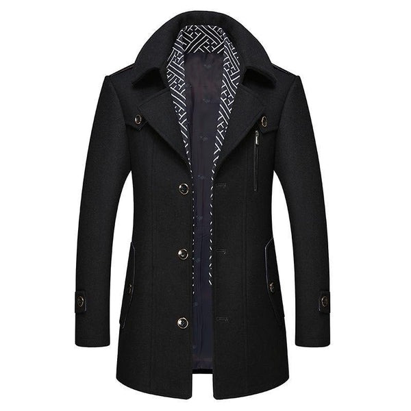 Finn Men's Wool Winter Coat – Classic Fit Tailored Longline Overcoat