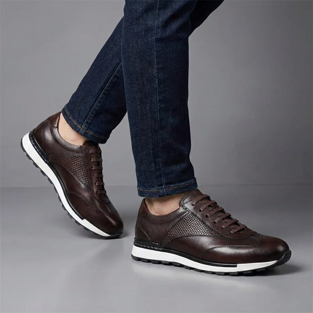 Salvy Premium Leather Casual Sneakers – Cushioned Lace-Up Everyday Shoes