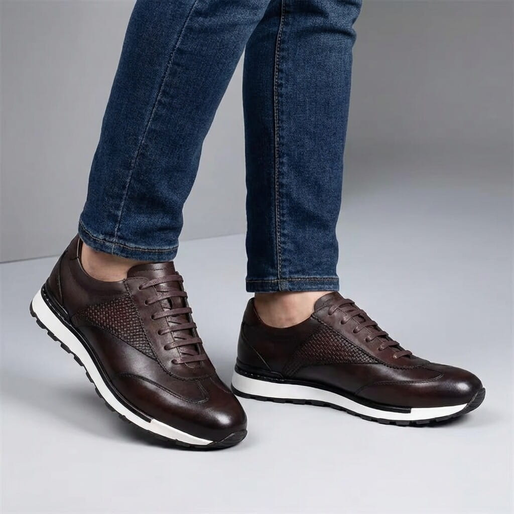 Salvy Premium Leather Casual Sneakers – Cushioned Lace-Up Everyday Shoes