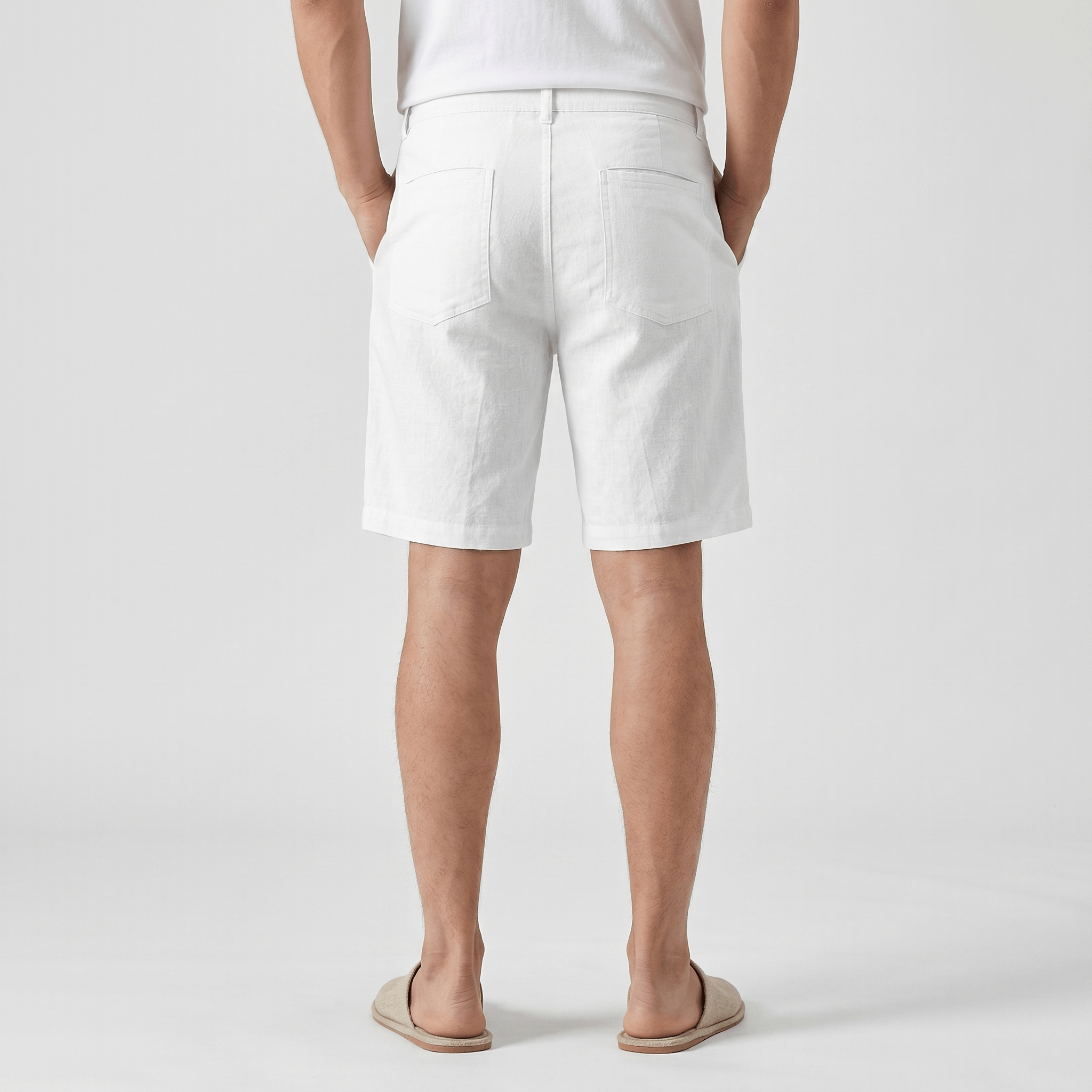Alan Mid-Length Linen Shorts – Flat Front Belt Loop Relaxed Smart Casual Summer Bottoms