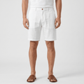 Alan Mid-Length Linen Shorts – Flat Front Belt Loop Relaxed Smart Casual Summer Bottoms