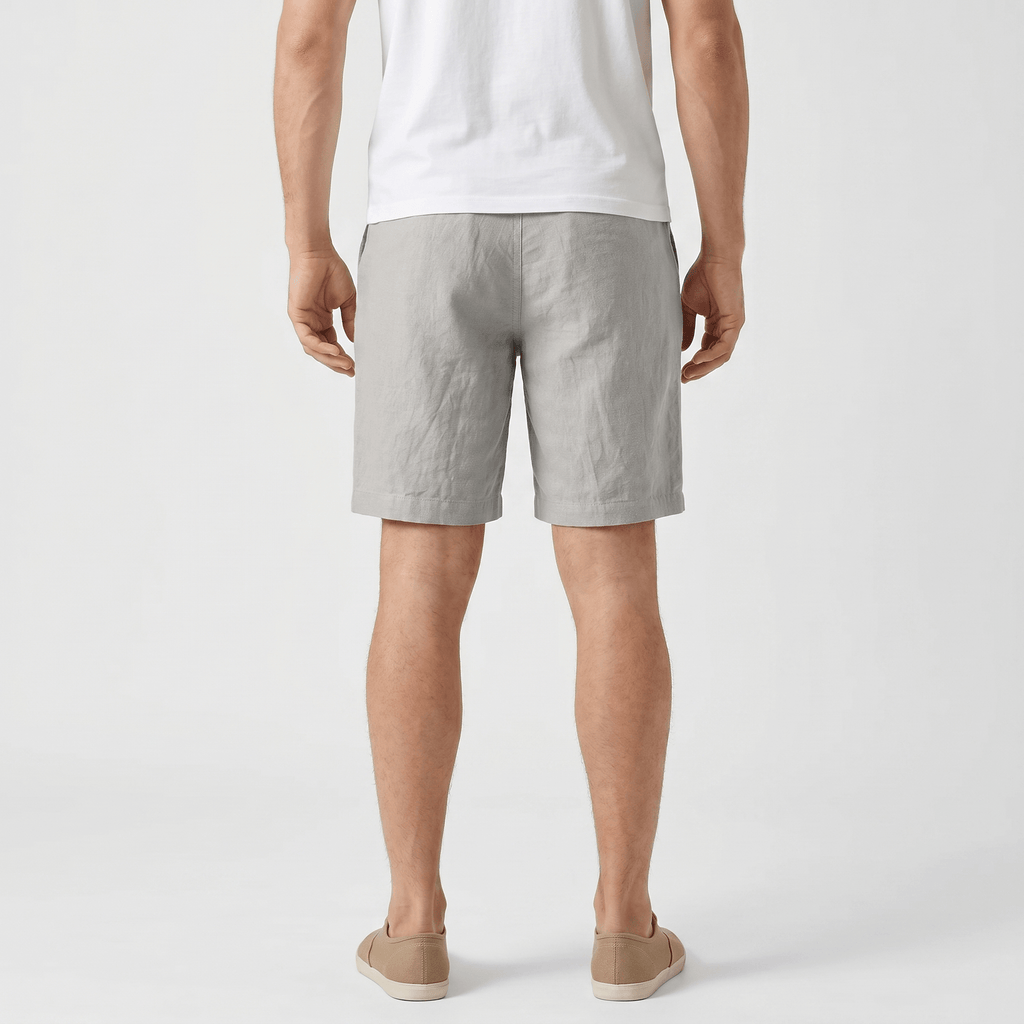Alan Mid-Length Linen Shorts – Flat Front Belt Loop Relaxed Smart Casual Summer Bottoms