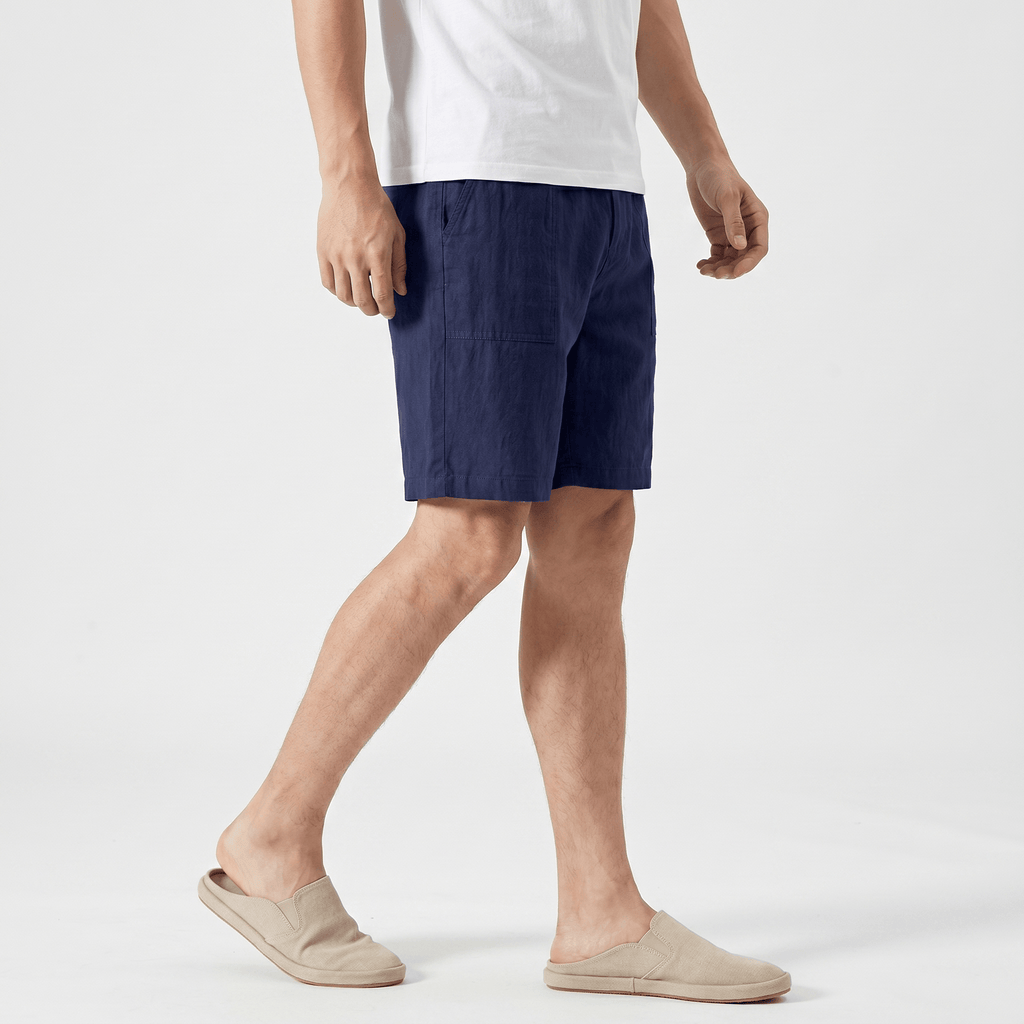 Alan Mid-Length Linen Shorts – Flat Front Belt Loop Relaxed Smart Casual Summer Bottoms
