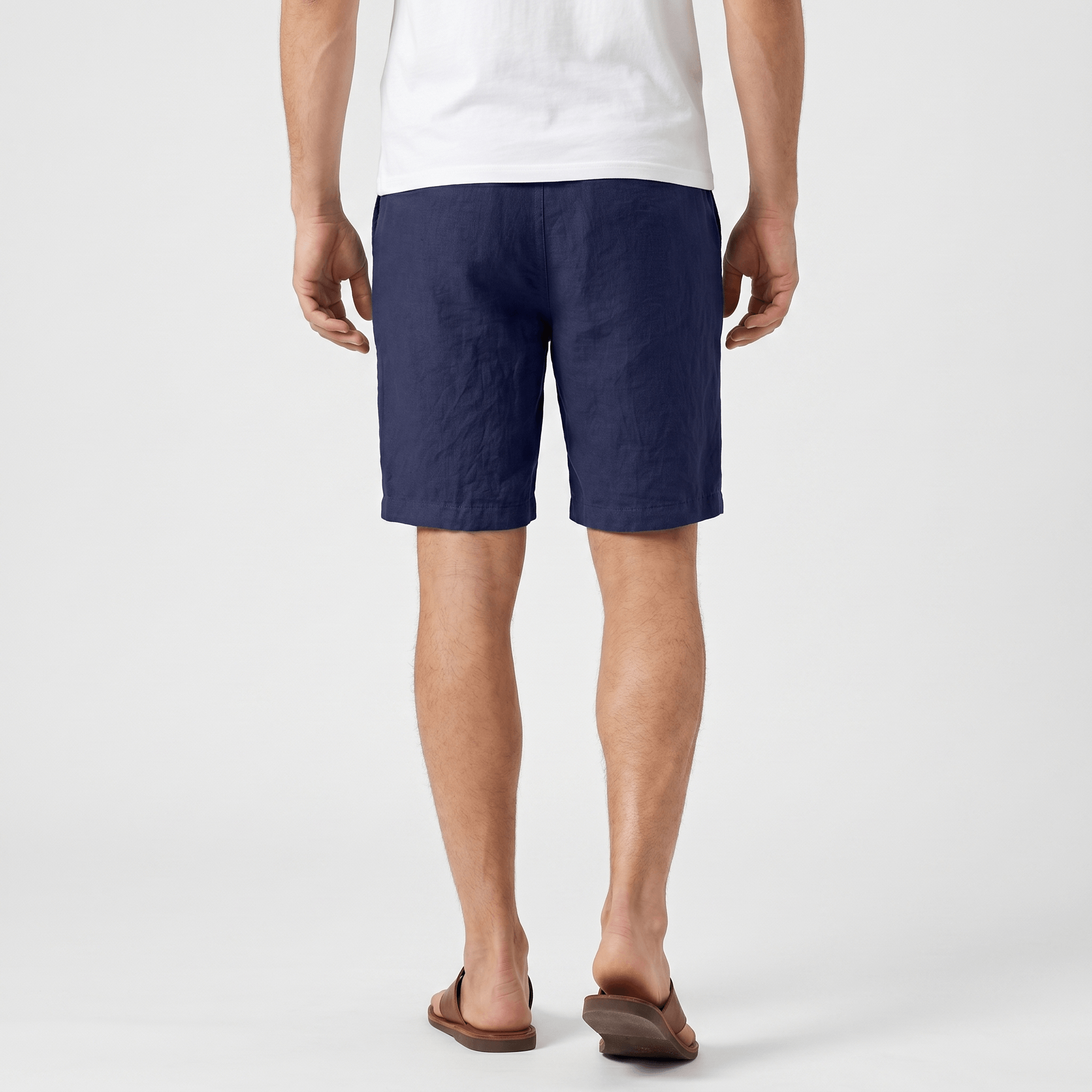 Alan Mid-Length Linen Shorts – Flat Front Belt Loop Relaxed Smart Casual Summer Bottoms