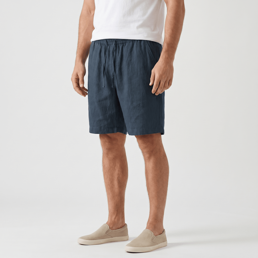 Emil Linen Drawstring Shorts – Adjustable Waist Side Pocket Relaxed Lightweight Summer Bottoms