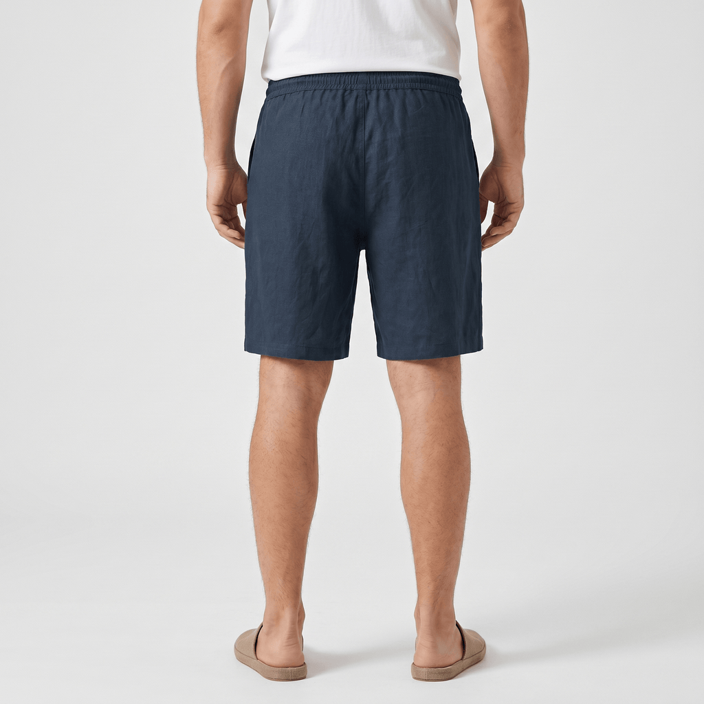 Emil Linen Drawstring Shorts – Adjustable Waist Side Pocket Relaxed Lightweight Summer Bottoms