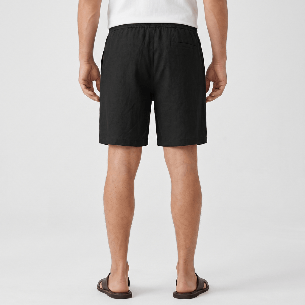 Emil Linen Drawstring Shorts – Adjustable Waist Side Pocket Relaxed Lightweight Summer Bottoms