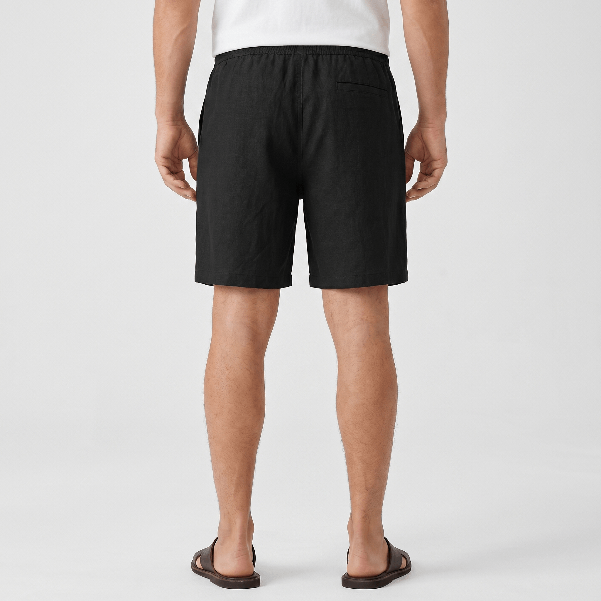 Emil Linen Drawstring Shorts – Adjustable Waist Side Pocket Relaxed Lightweight Summer Bottoms