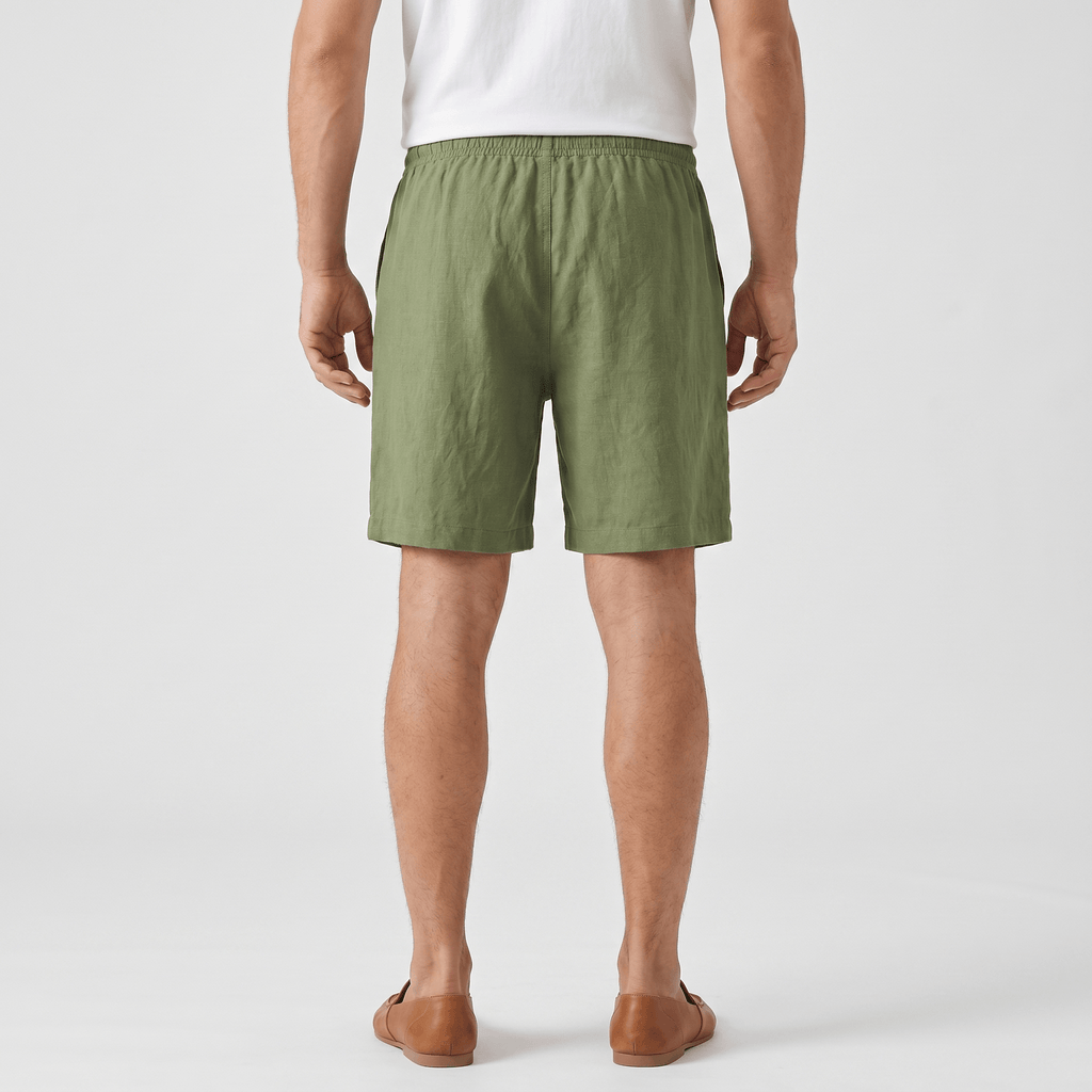 Emil Linen Drawstring Shorts – Adjustable Waist Side Pocket Relaxed Lightweight Summer Bottoms
