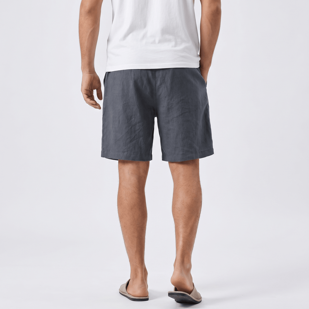 Emil Linen Drawstring Shorts – Adjustable Waist Side Pocket Relaxed Lightweight Summer Bottoms