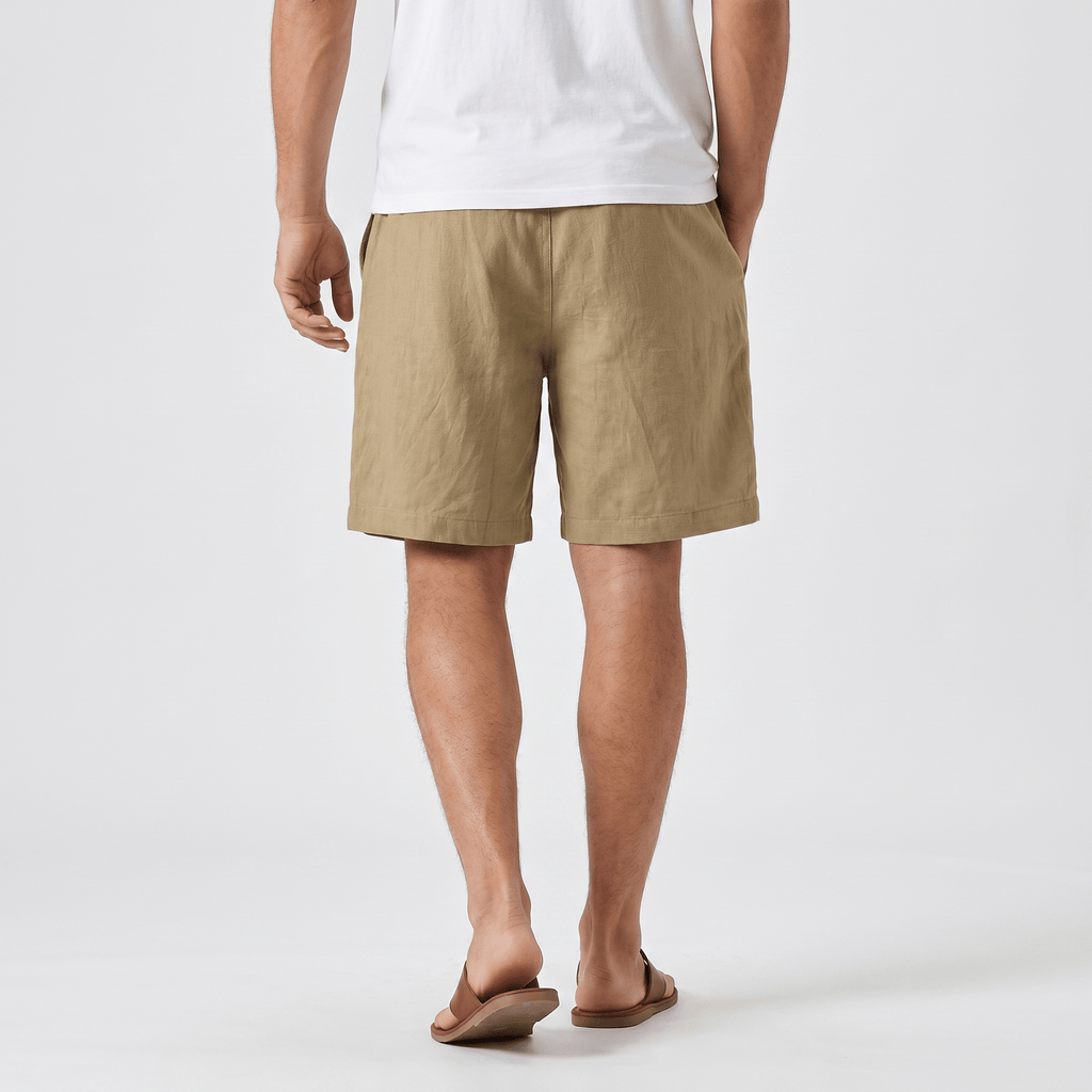 Emil Linen Drawstring Shorts – Adjustable Waist Side Pocket Relaxed Lightweight Summer Bottoms