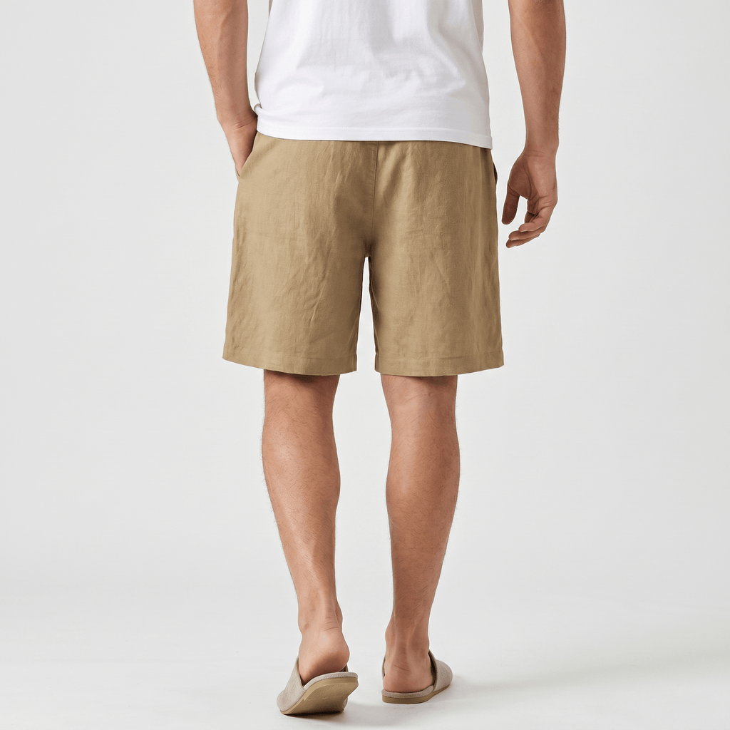 Emil Linen Drawstring Shorts – Adjustable Waist Side Pocket Relaxed Lightweight Summer Bottoms