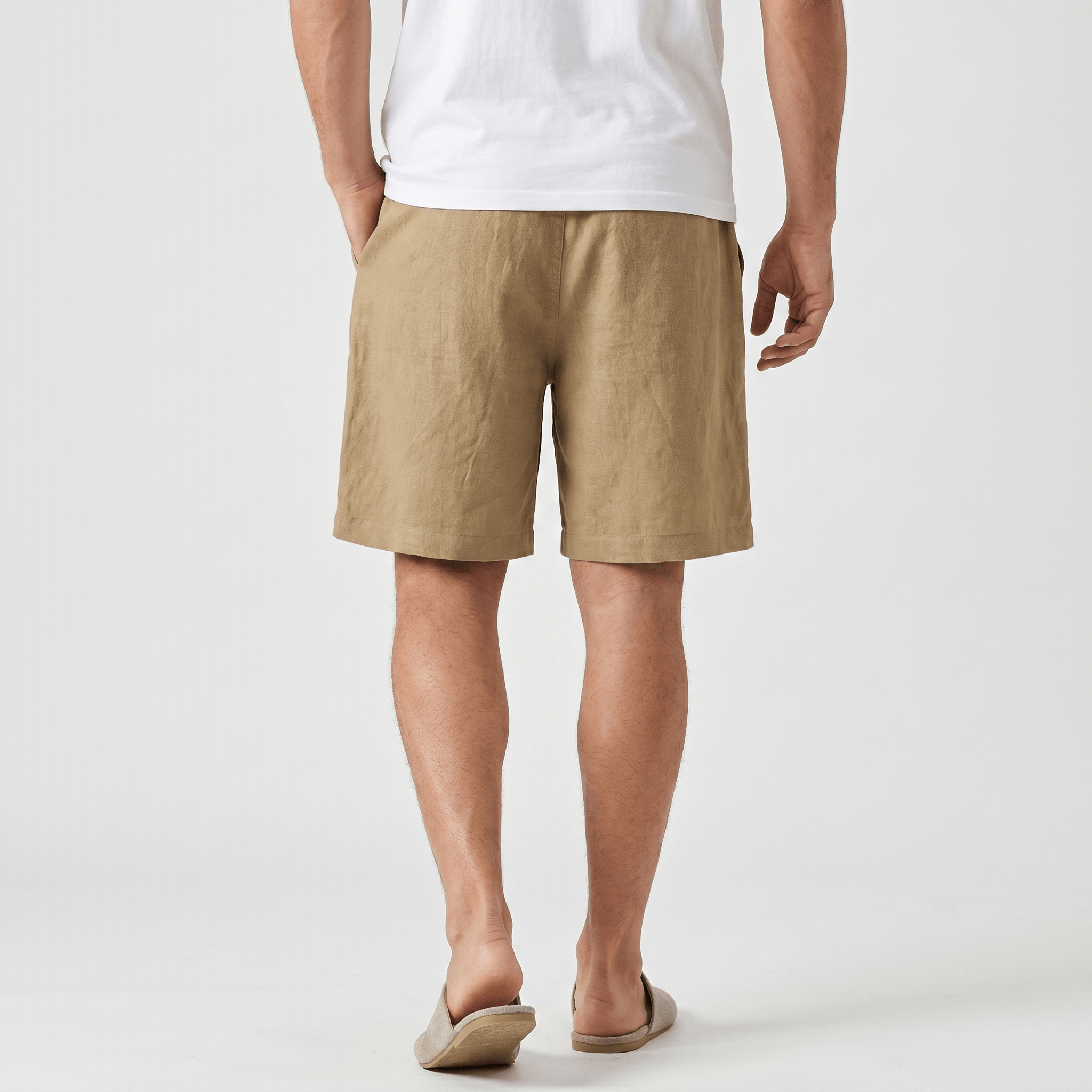 Emil Linen Drawstring Shorts – Adjustable Waist Side Pocket Relaxed Lightweight Summer Bottoms