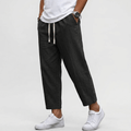 Matteo Cropped Linen Pants – Elastic Drawstring Breathable Relaxed Summer Bottoms