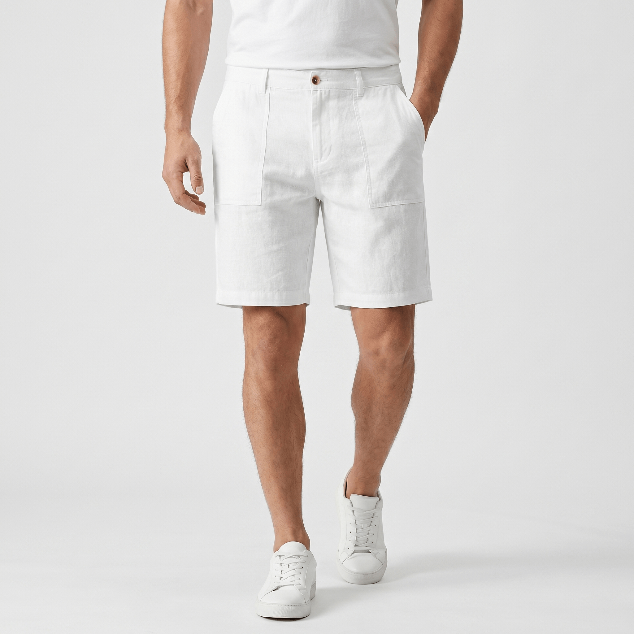 Gabriel Linen Chino Shorts – Flat Front Breathable Relaxed Summer Bottoms