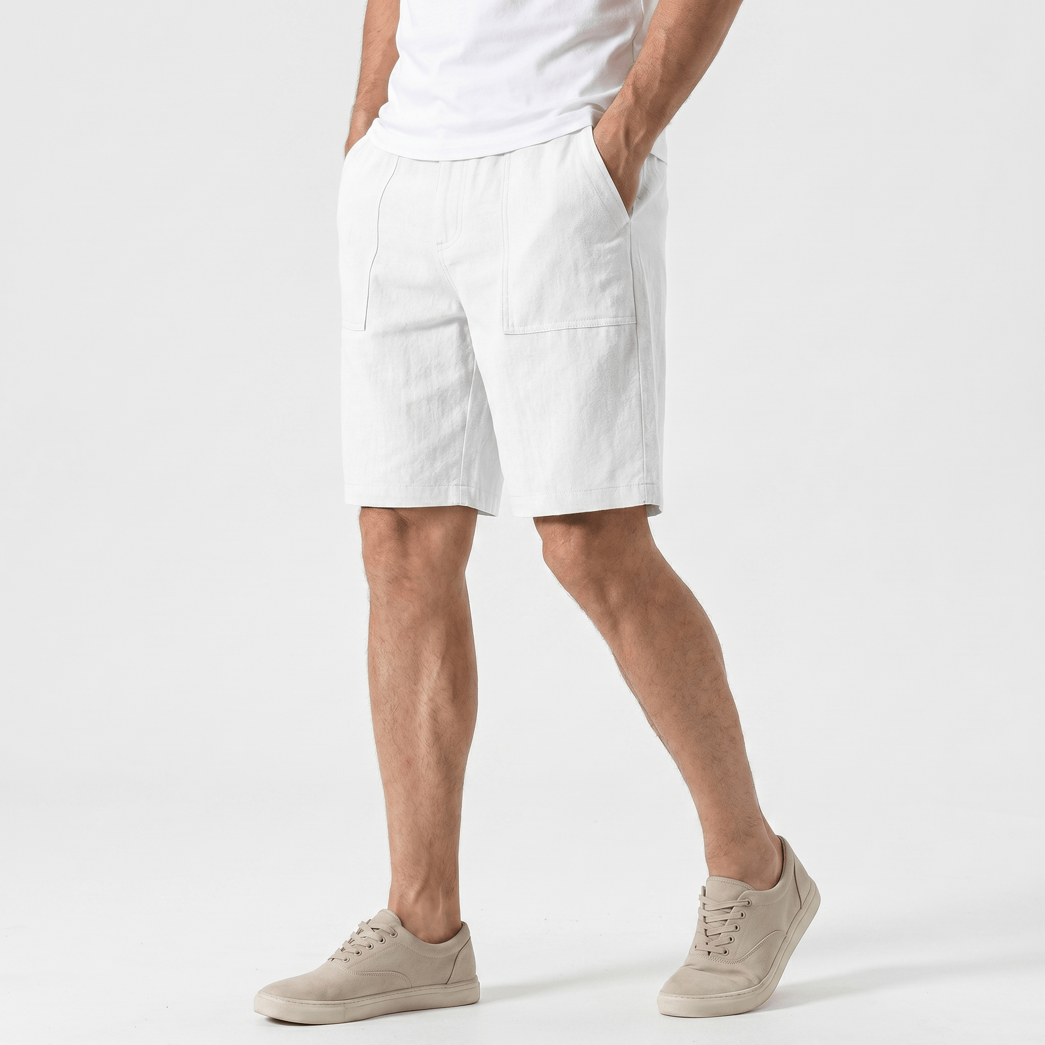 Gabriel Linen Chino Shorts – Flat Front Breathable Relaxed Summer Bottoms