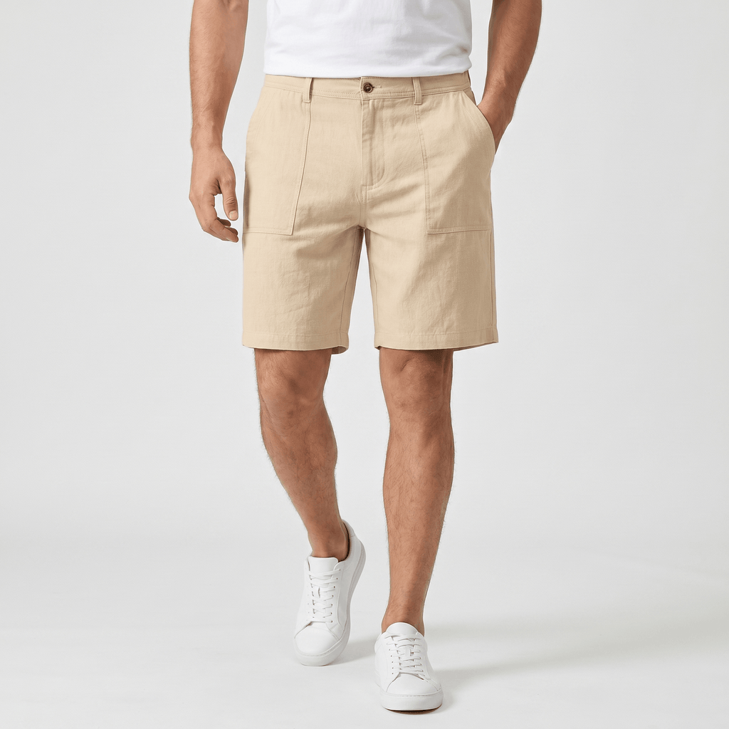 Gabriel Linen Chino Shorts – Flat Front Breathable Relaxed Summer Bottoms