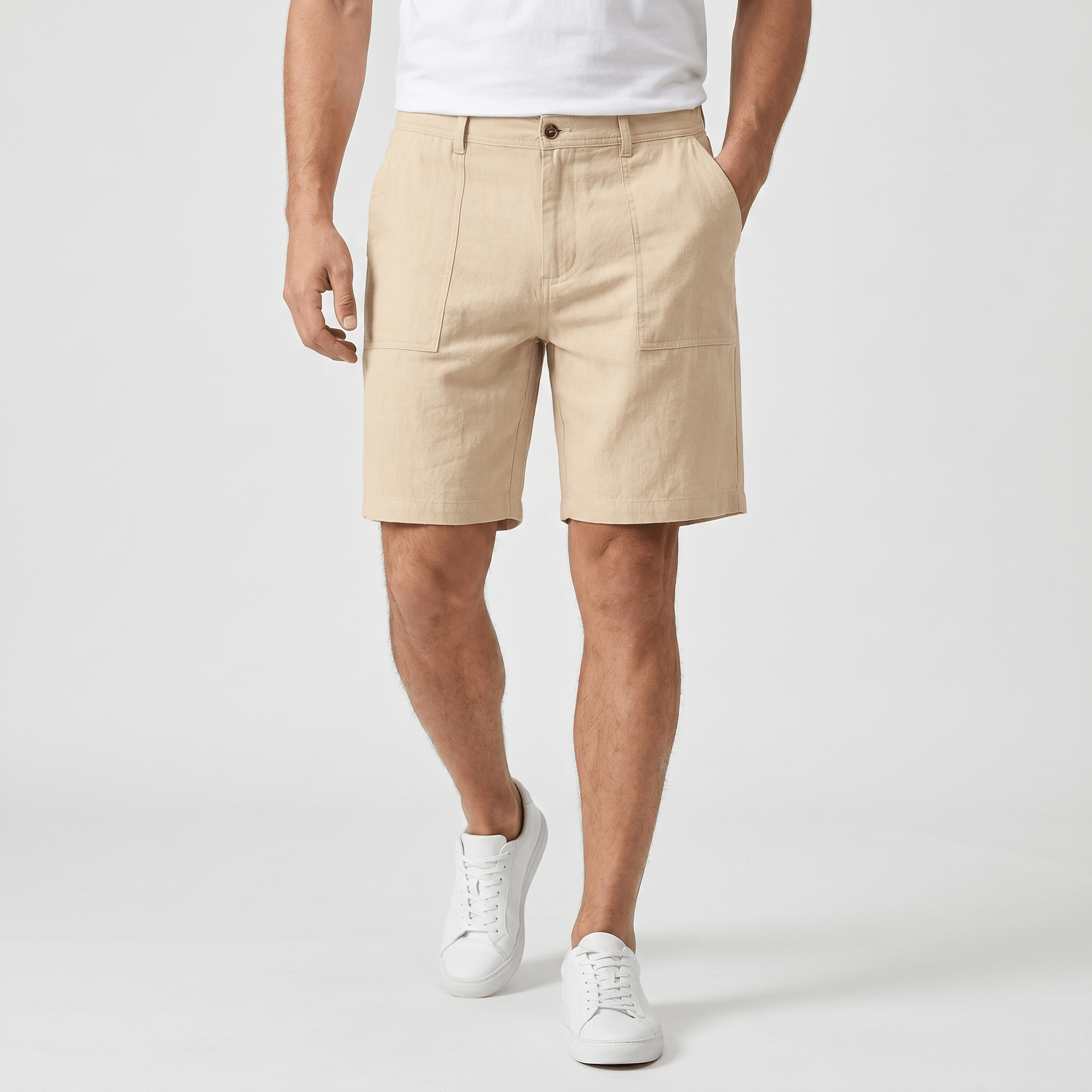 Gabriel Linen Chino Shorts – Flat Front Breathable Relaxed Summer Bottoms
