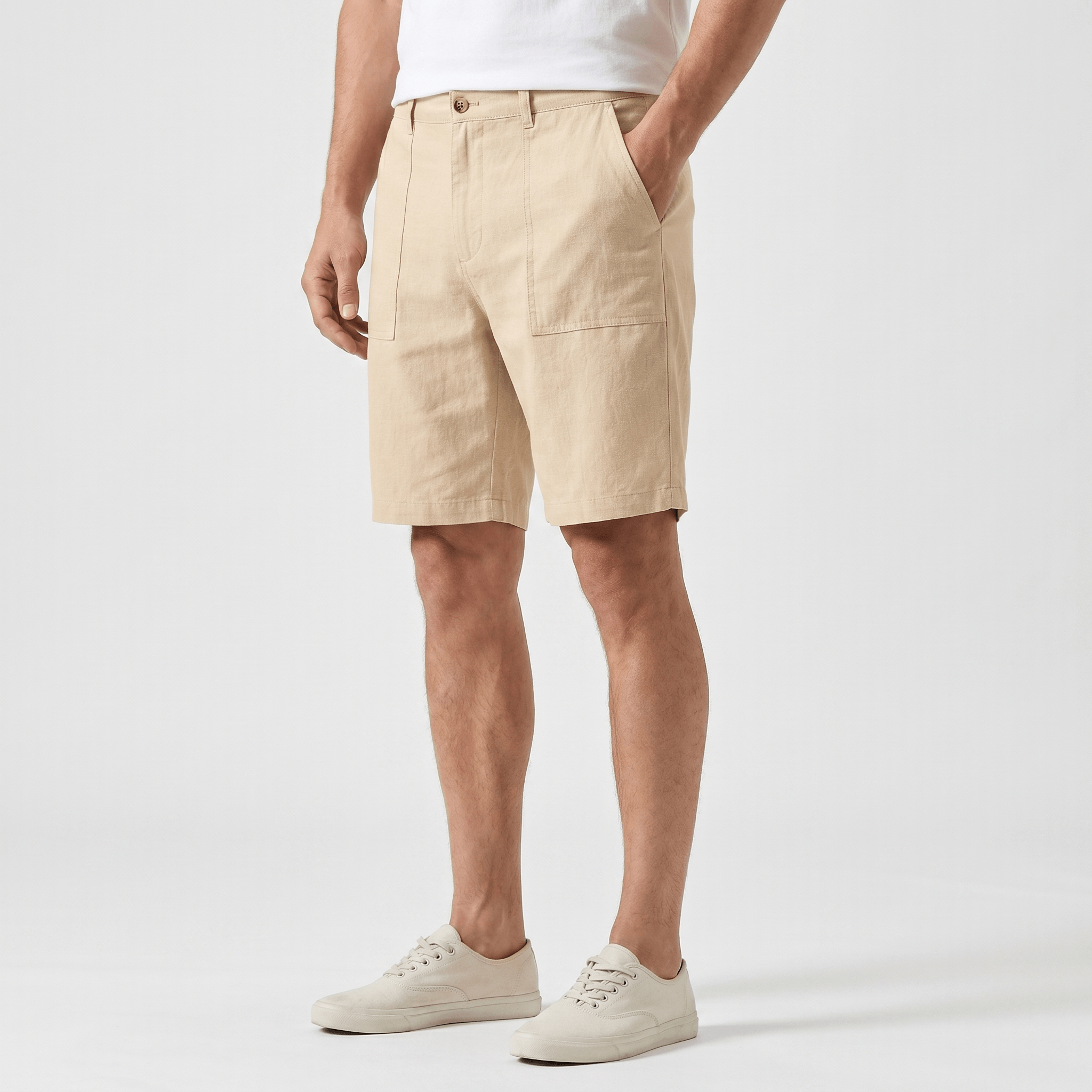 Gabriel Linen Chino Shorts – Flat Front Breathable Relaxed Summer Bottoms