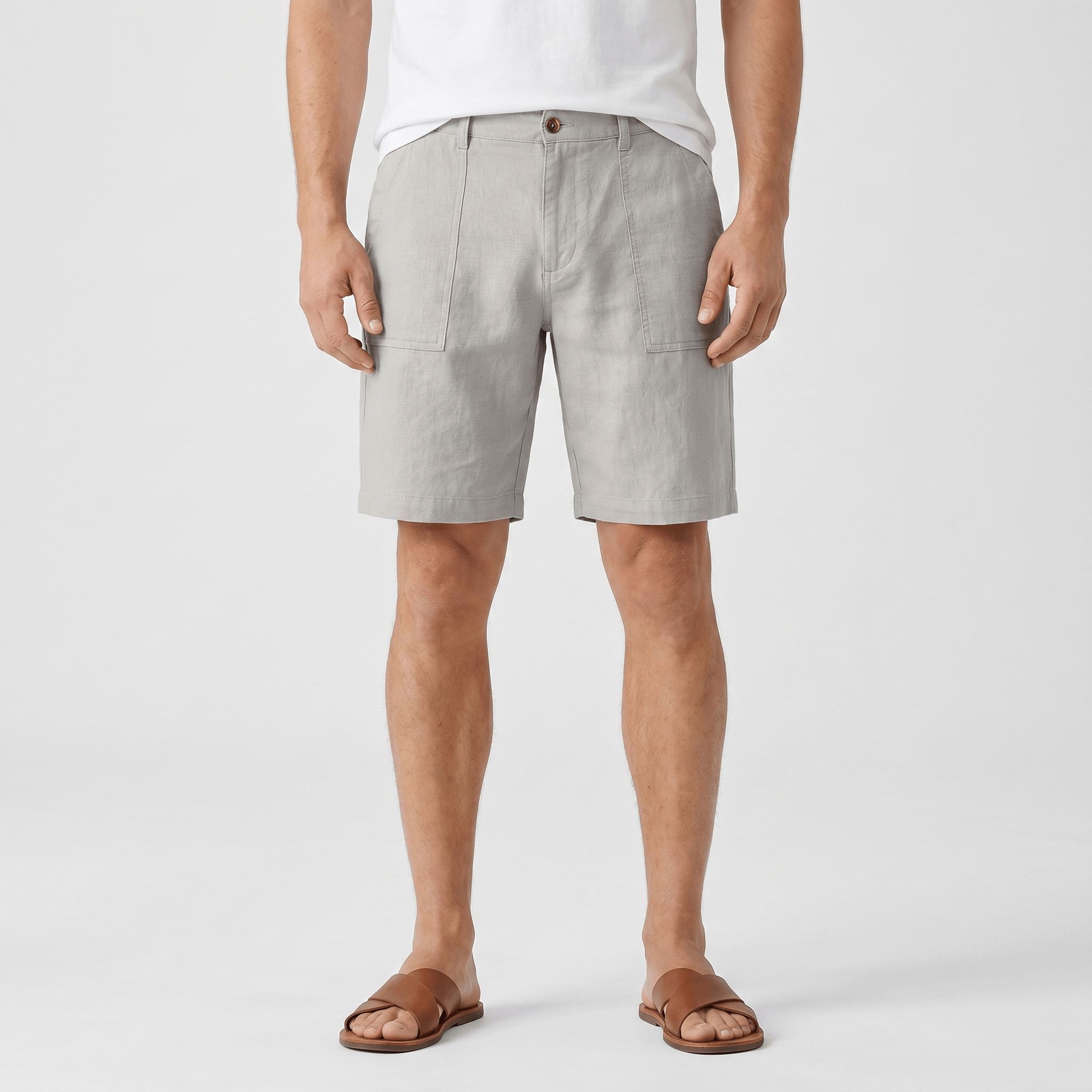 Gabriel Linen Chino Shorts – Flat Front Breathable Relaxed Summer Bottoms