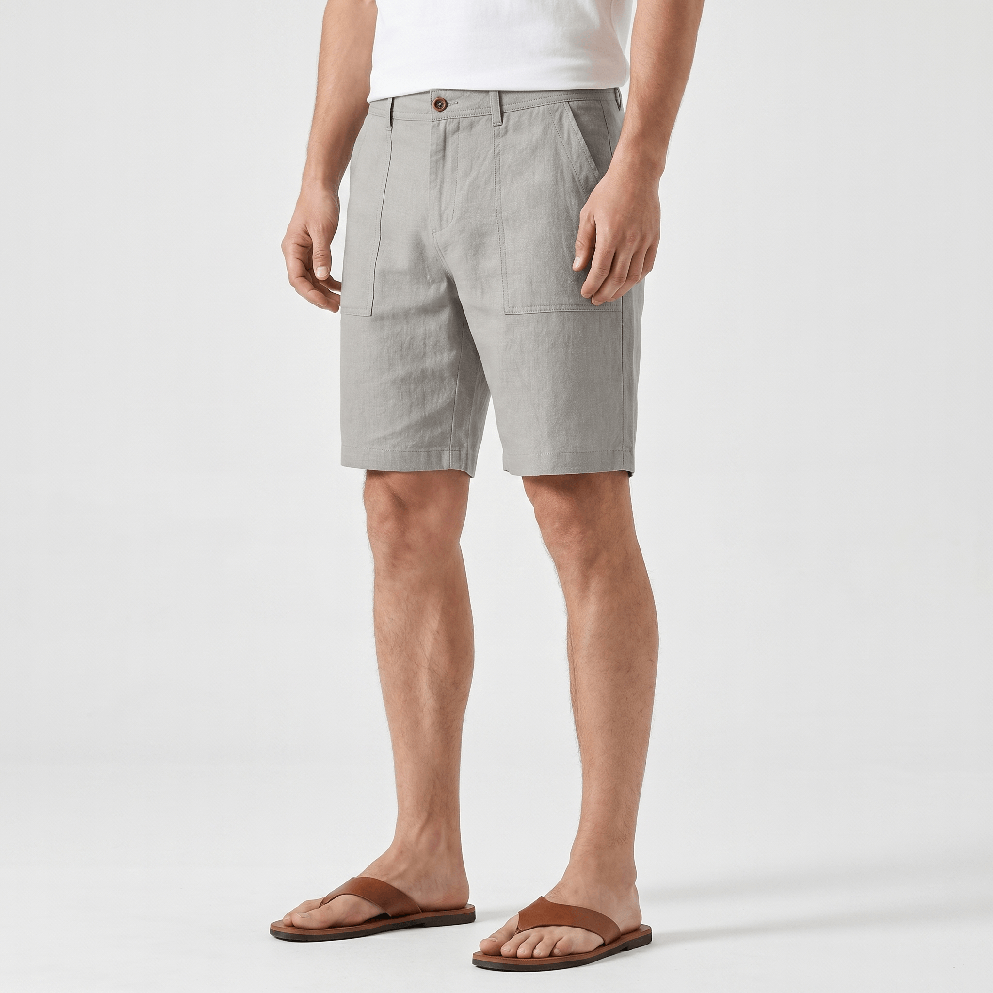 Gabriel Linen Chino Shorts – Flat Front Breathable Relaxed Summer Bottoms