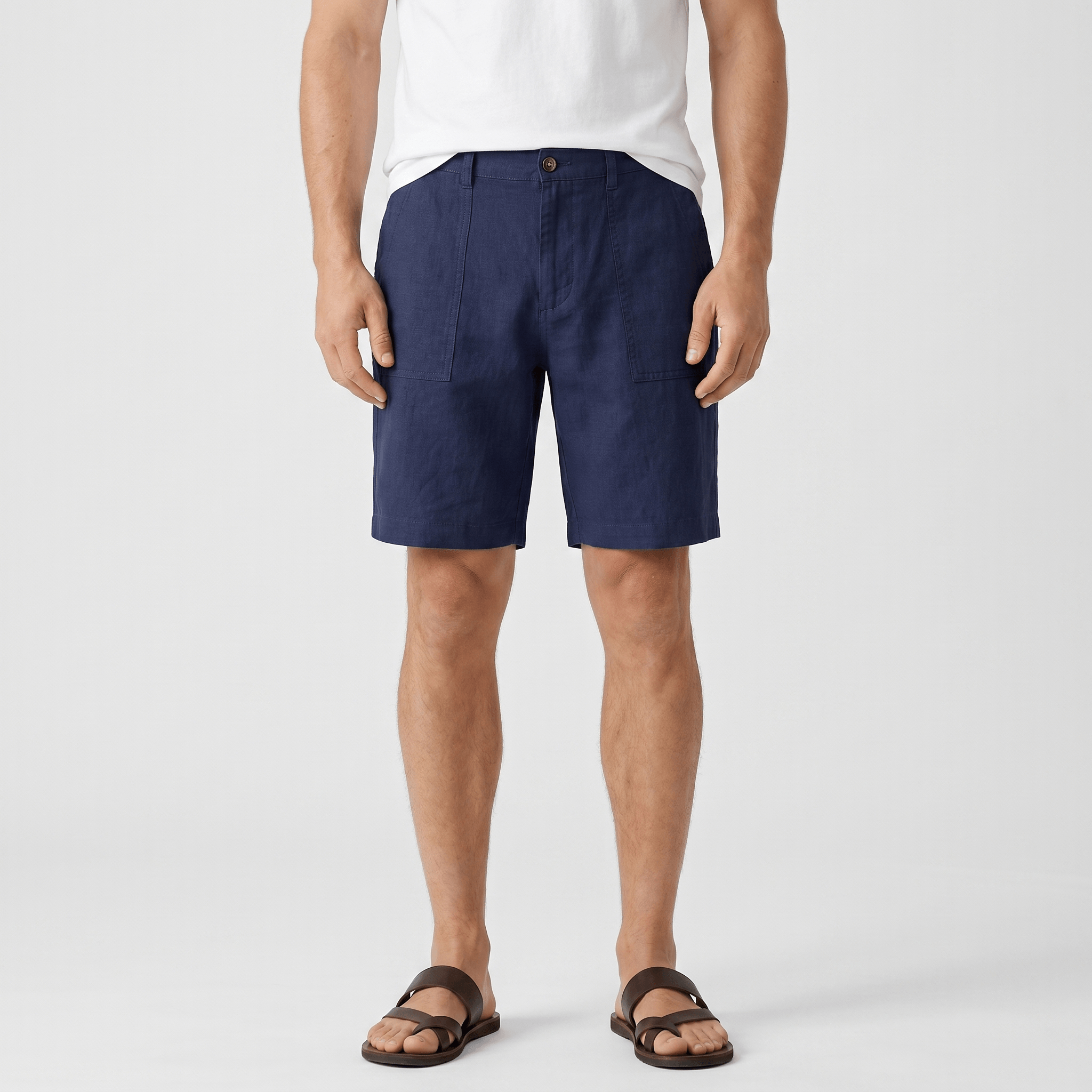 Gabriel Linen Chino Shorts – Flat Front Breathable Relaxed Summer Bottoms