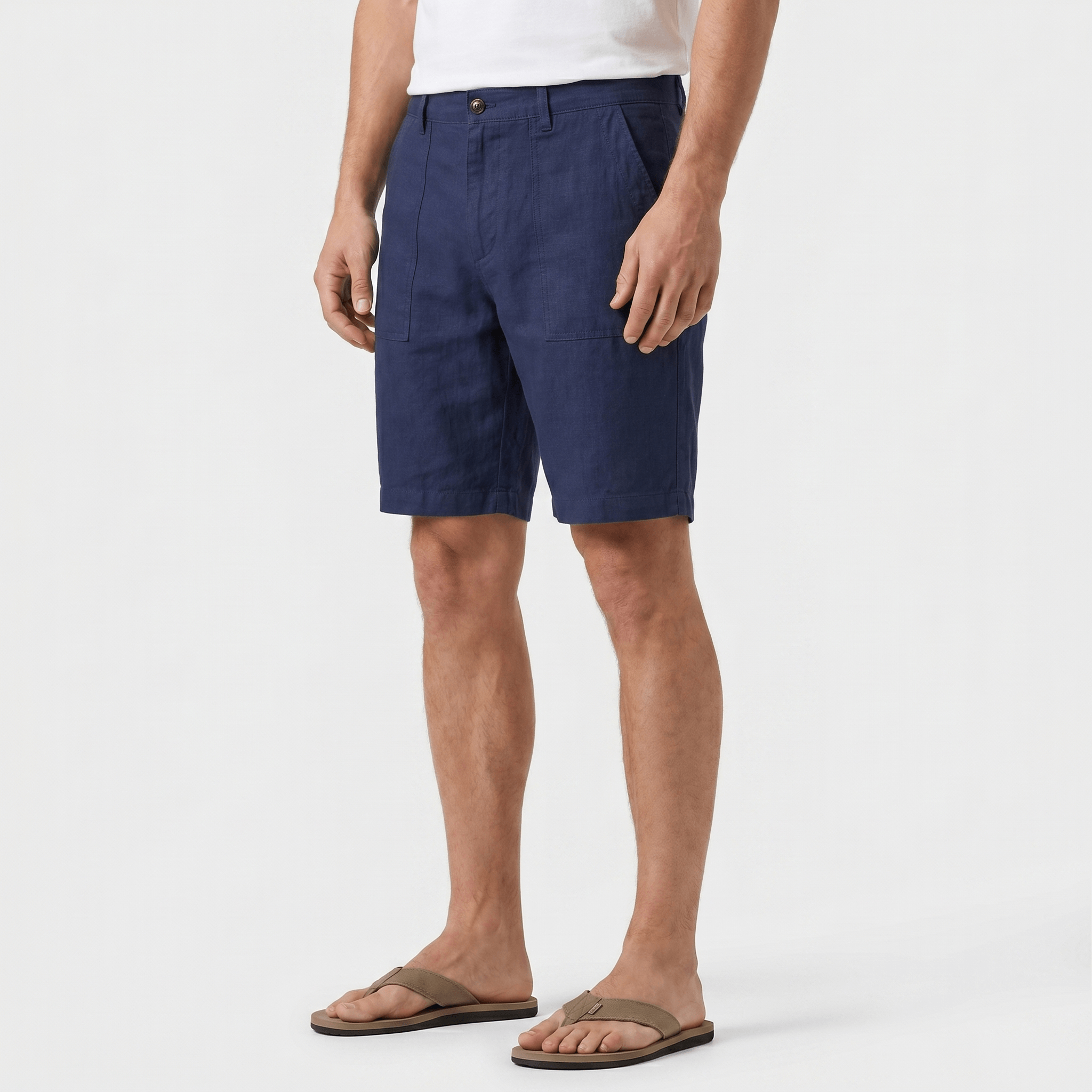 Gabriel Linen Chino Shorts – Flat Front Breathable Relaxed Summer Bottoms