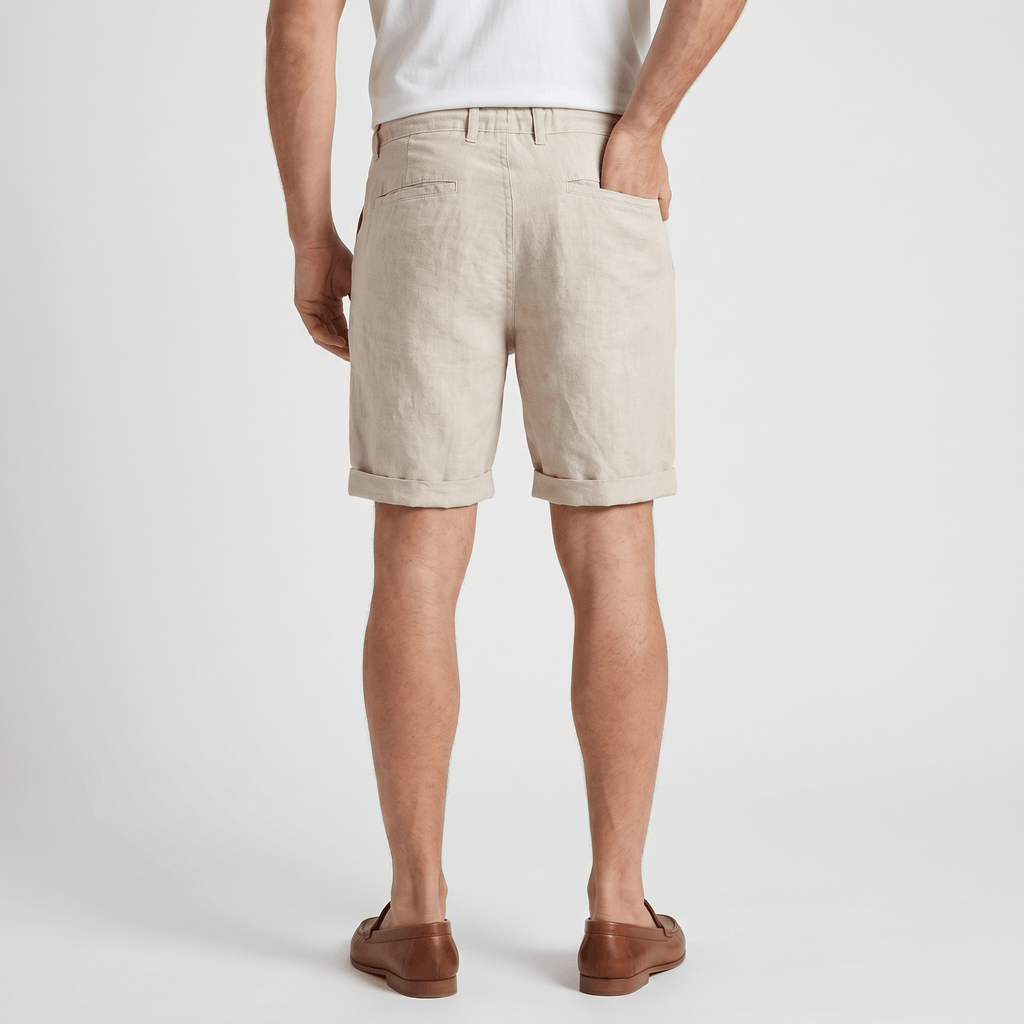 Damian Beach Linen Shorts – Cuffed Drawstring Relaxed Summer Bottoms