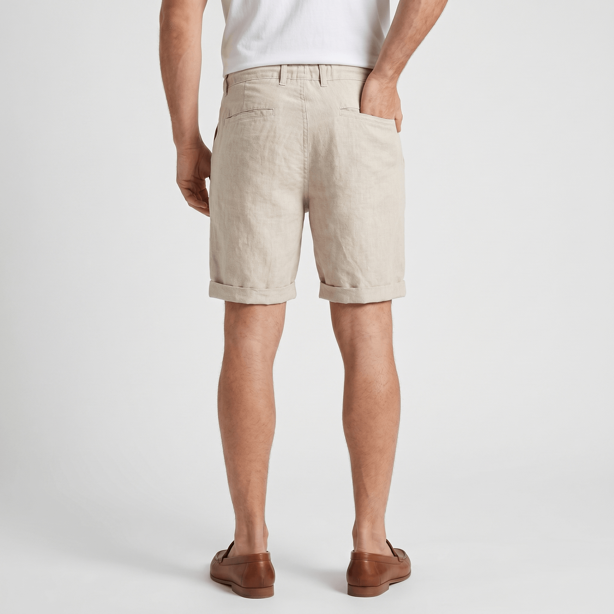 Damian Beach Linen Shorts – Cuffed Drawstring Relaxed Summer Bottoms