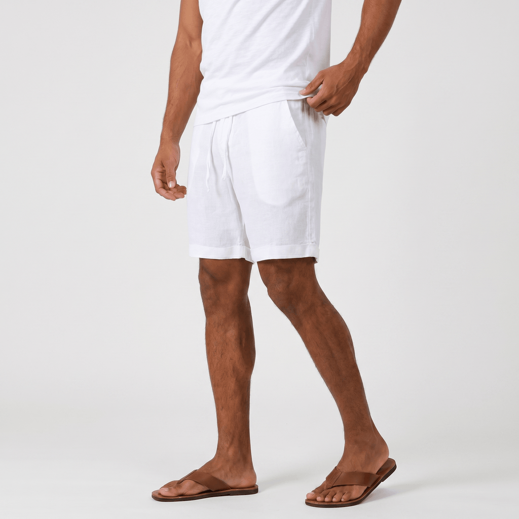 Damian Beach Linen Shorts – Cuffed Drawstring Relaxed Summer Bottoms
