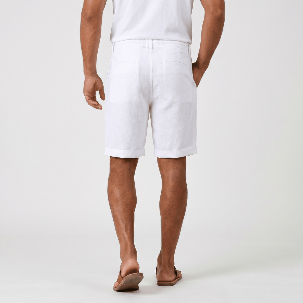 Damian Beach Linen Shorts – Cuffed Drawstring Relaxed Summer Bottoms
