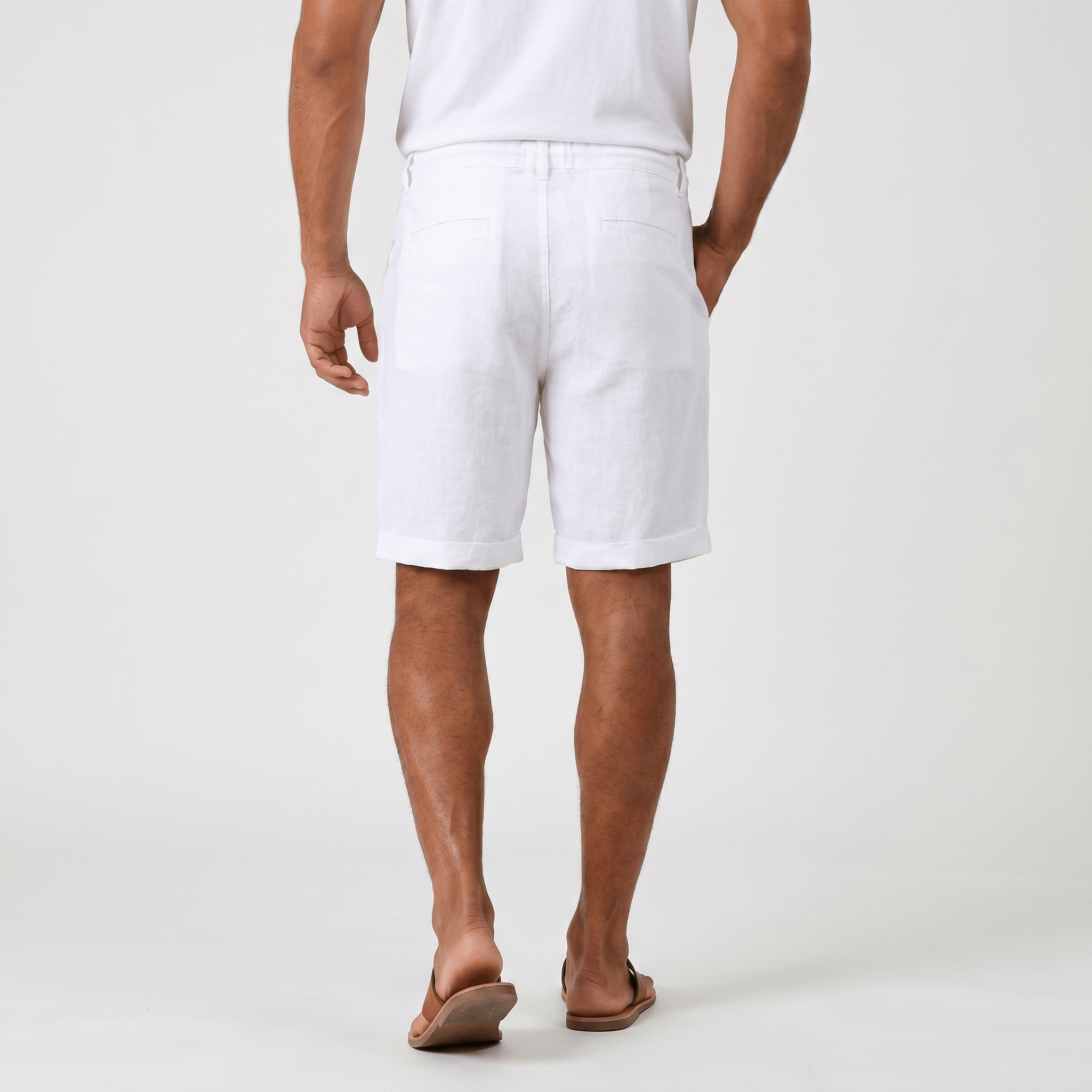 Damian Beach Linen Shorts – Cuffed Drawstring Relaxed Summer Bottoms