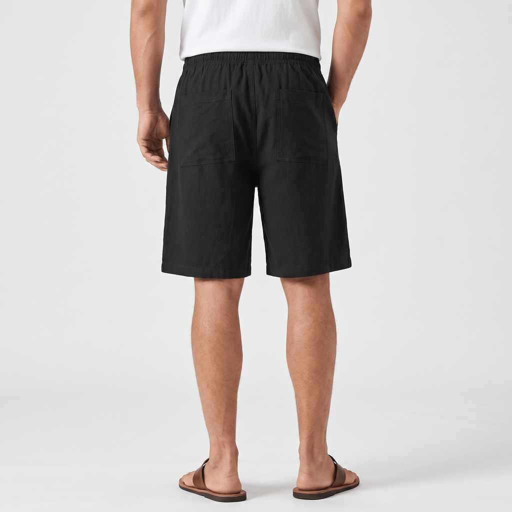 Ben Casual Linen Shorts – Elastic Drawstring Waist Side Pocket Relaxed Summer Bottoms
