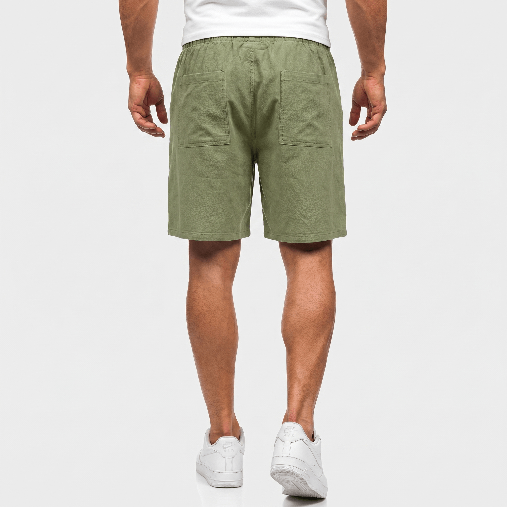 Ben Casual Linen Shorts – Elastic Drawstring Waist Side Pocket Relaxed Summer Bottoms