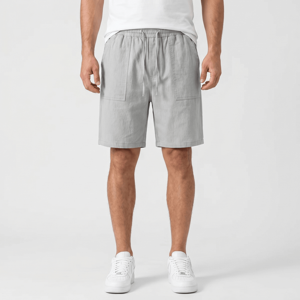 Ben Casual Linen Shorts – Elastic Drawstring Waist Side Pocket Relaxed Summer Bottoms