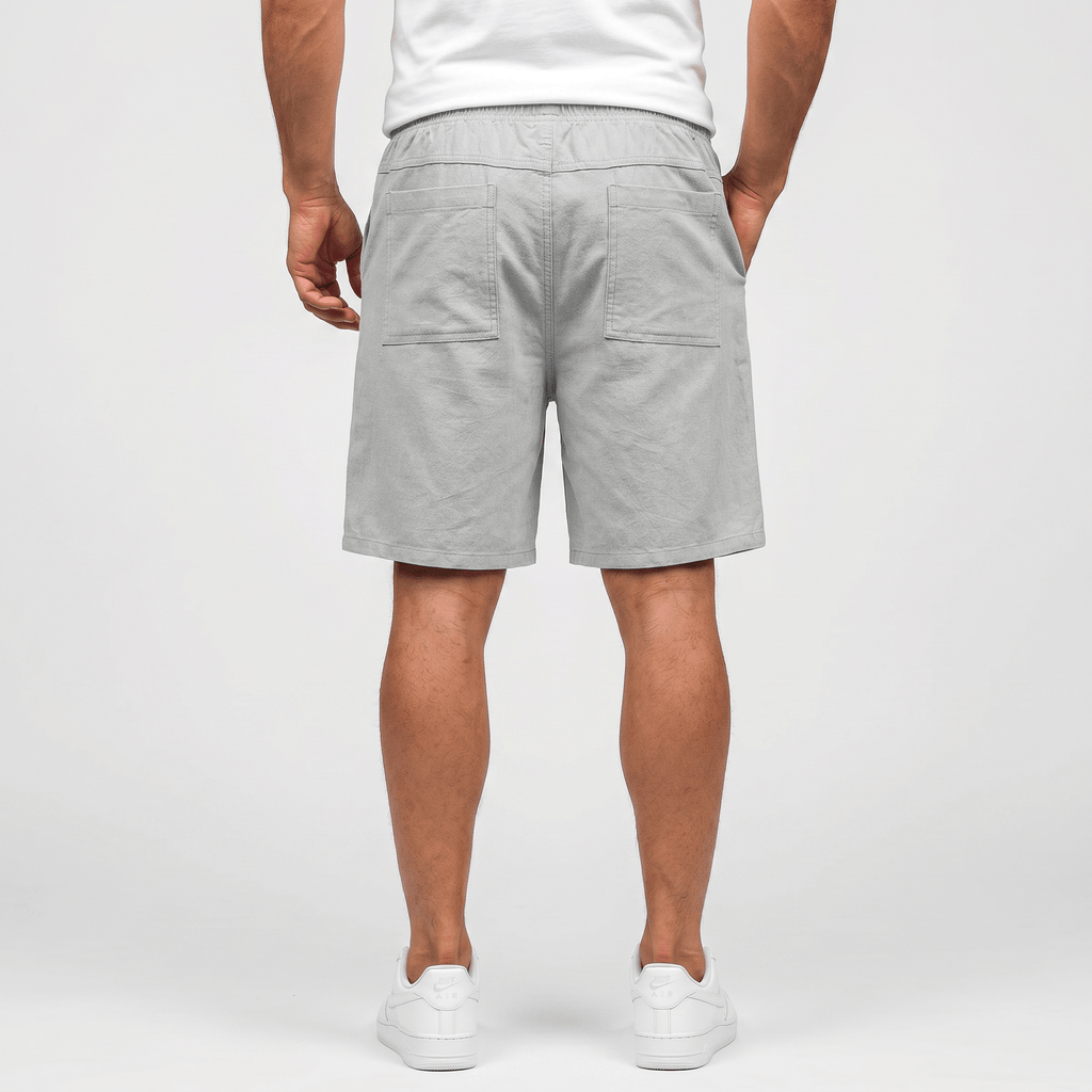 Ben Casual Linen Shorts – Elastic Drawstring Waist Side Pocket Relaxed Summer Bottoms