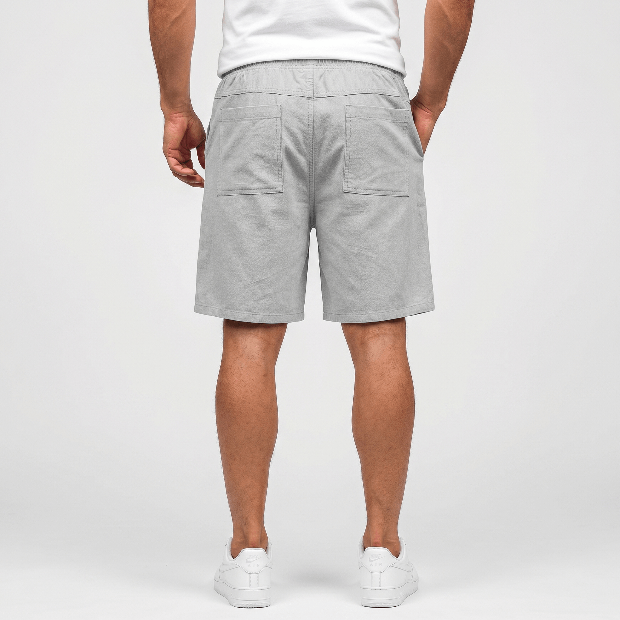 Ben Casual Linen Shorts – Elastic Drawstring Waist Side Pocket Relaxed Summer Bottoms