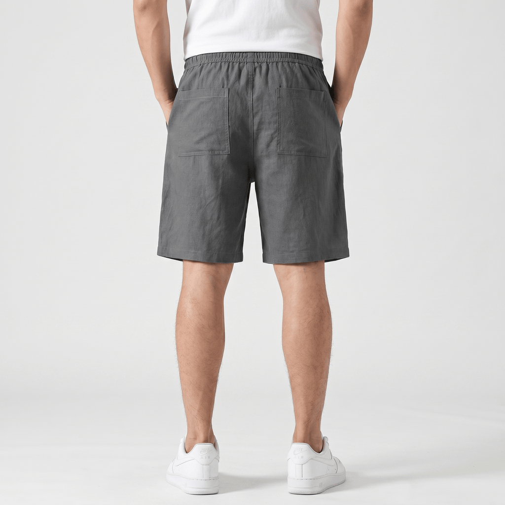 Ben Casual Linen Shorts – Elastic Drawstring Waist Side Pocket Relaxed Summer Bottoms