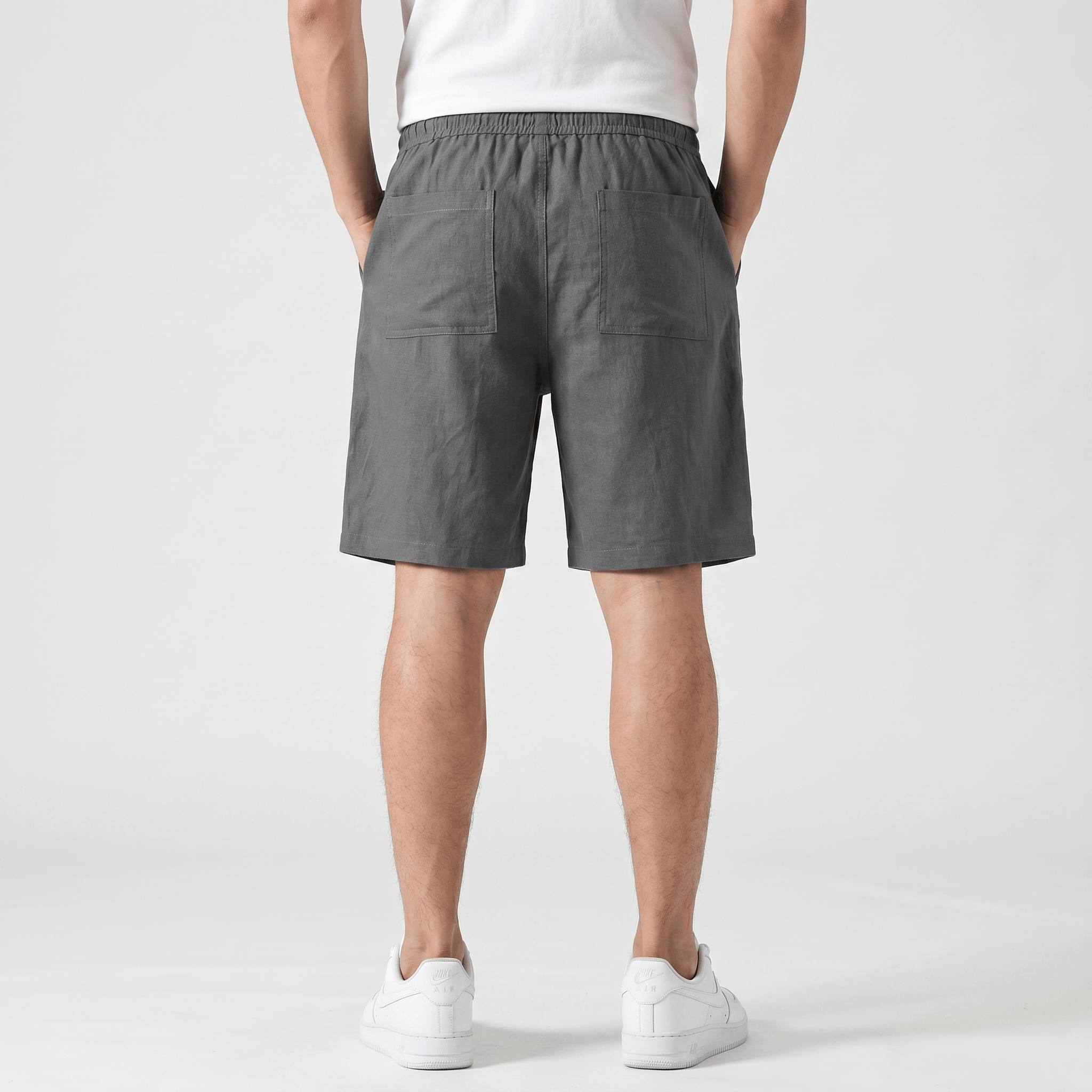 Ben Casual Linen Shorts – Elastic Drawstring Waist Side Pocket Relaxed Summer Bottoms