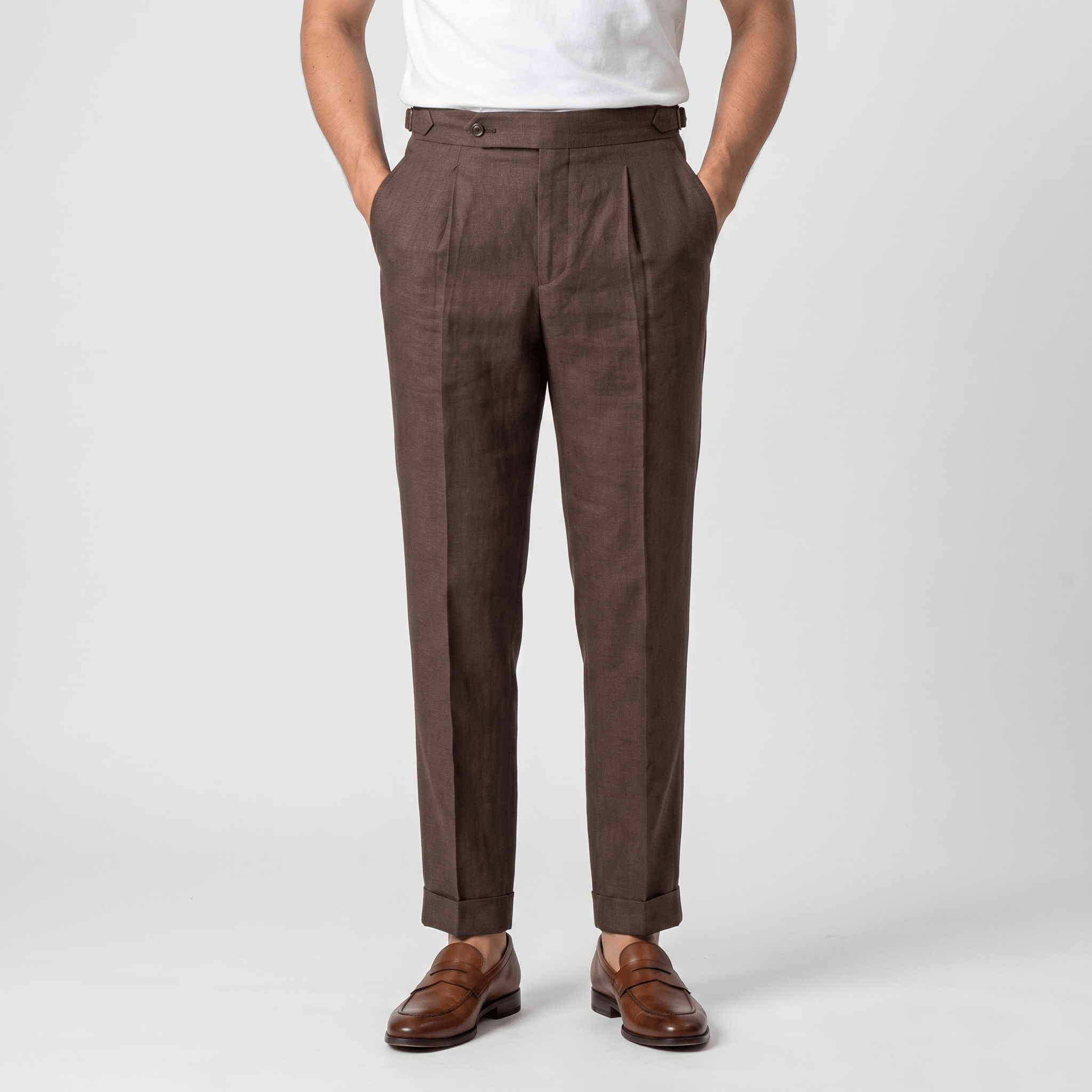 Felix Gurkha Linen Pants – High Waist Straight Leg Tailored Bottoms