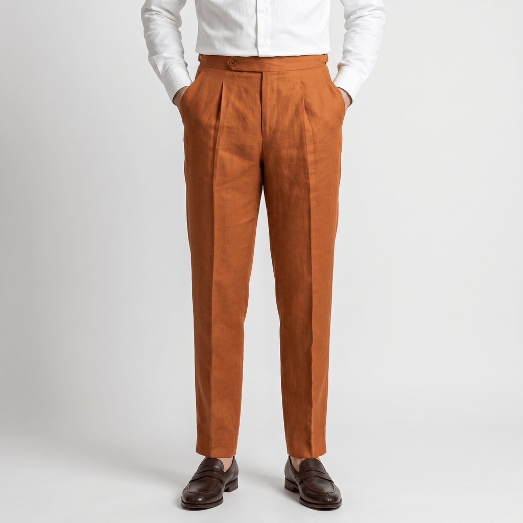 Felix Gurkha Linen Pants – High Waist Straight Leg Tailored Bottoms