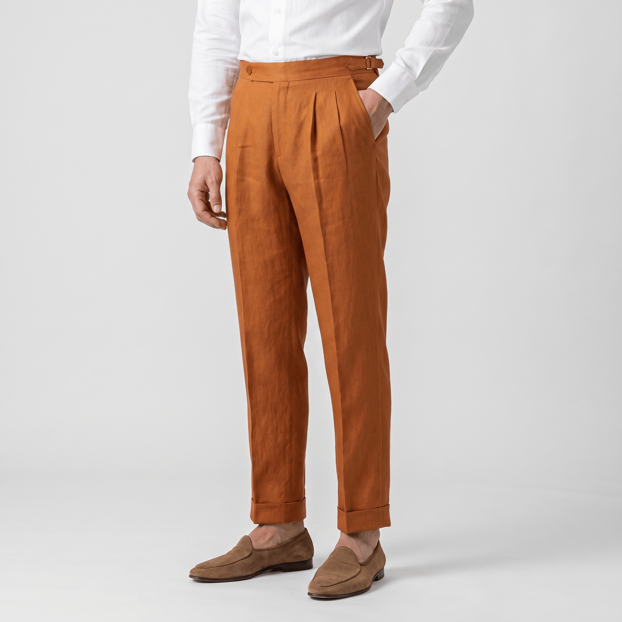 Felix Gurkha Linen Pants – High Waist Straight Leg Tailored Bottoms