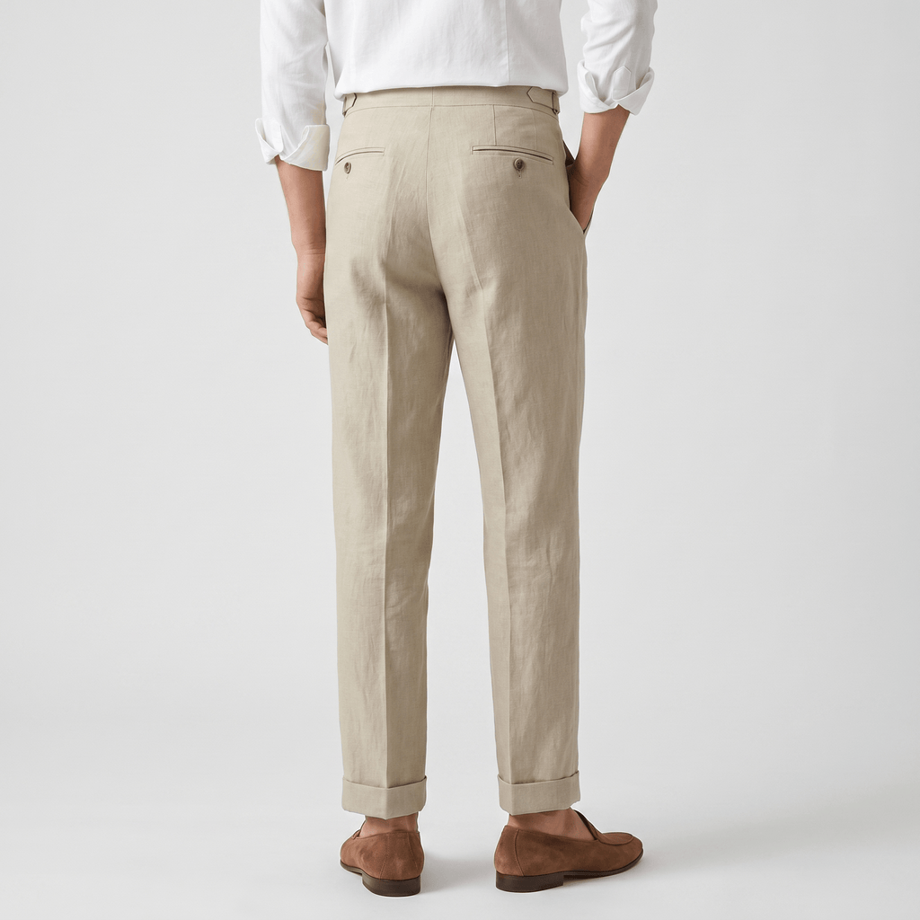 Felix Gurkha Linen Pants – High Waist Straight Leg Tailored Bottoms