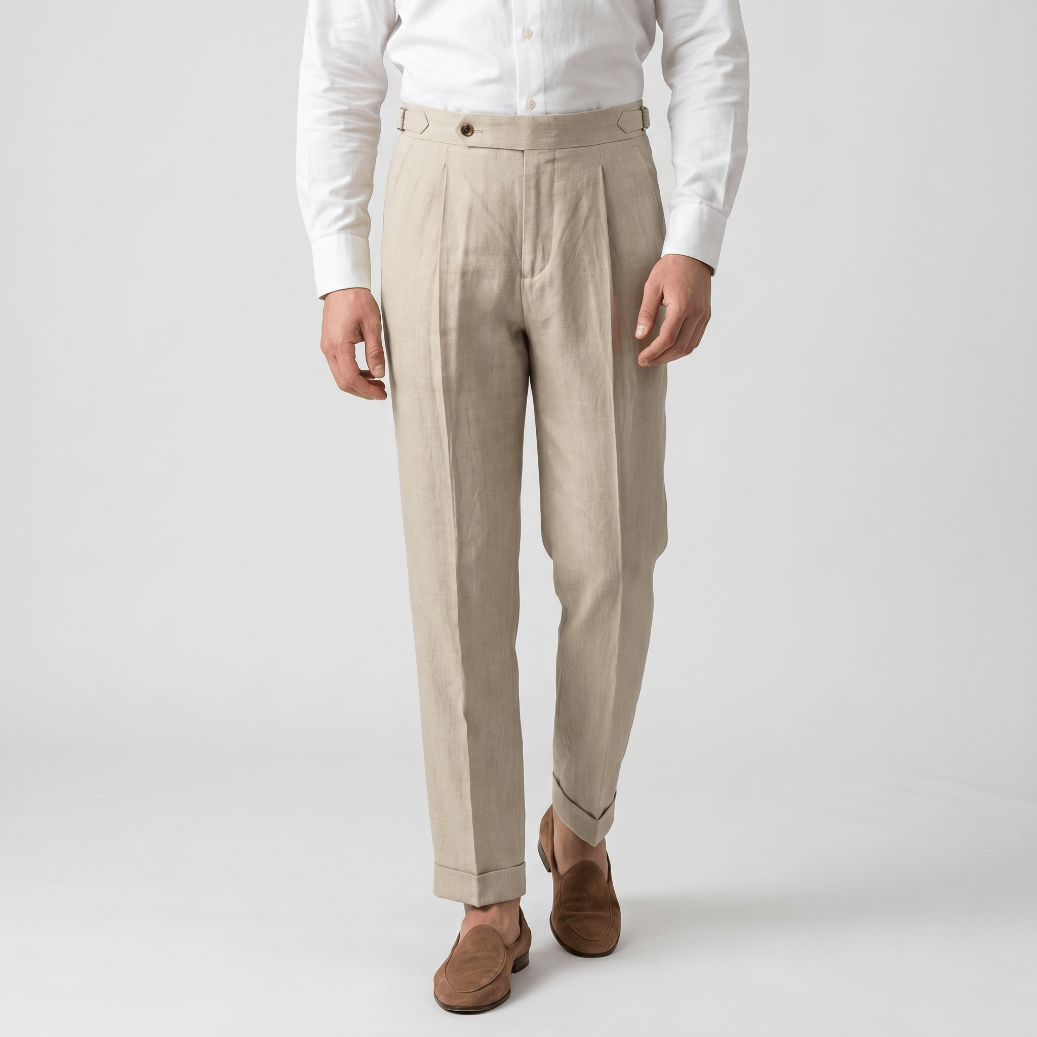 Felix Gurkha Linen Pants – High Waist Straight Leg Tailored Bottoms