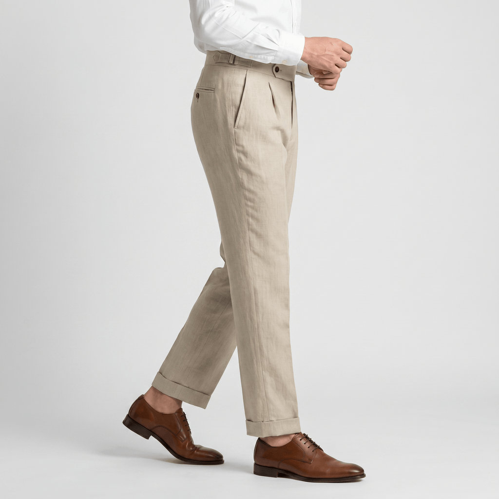 Felix Gurkha Linen Pants – High Waist Straight Leg Tailored Bottoms