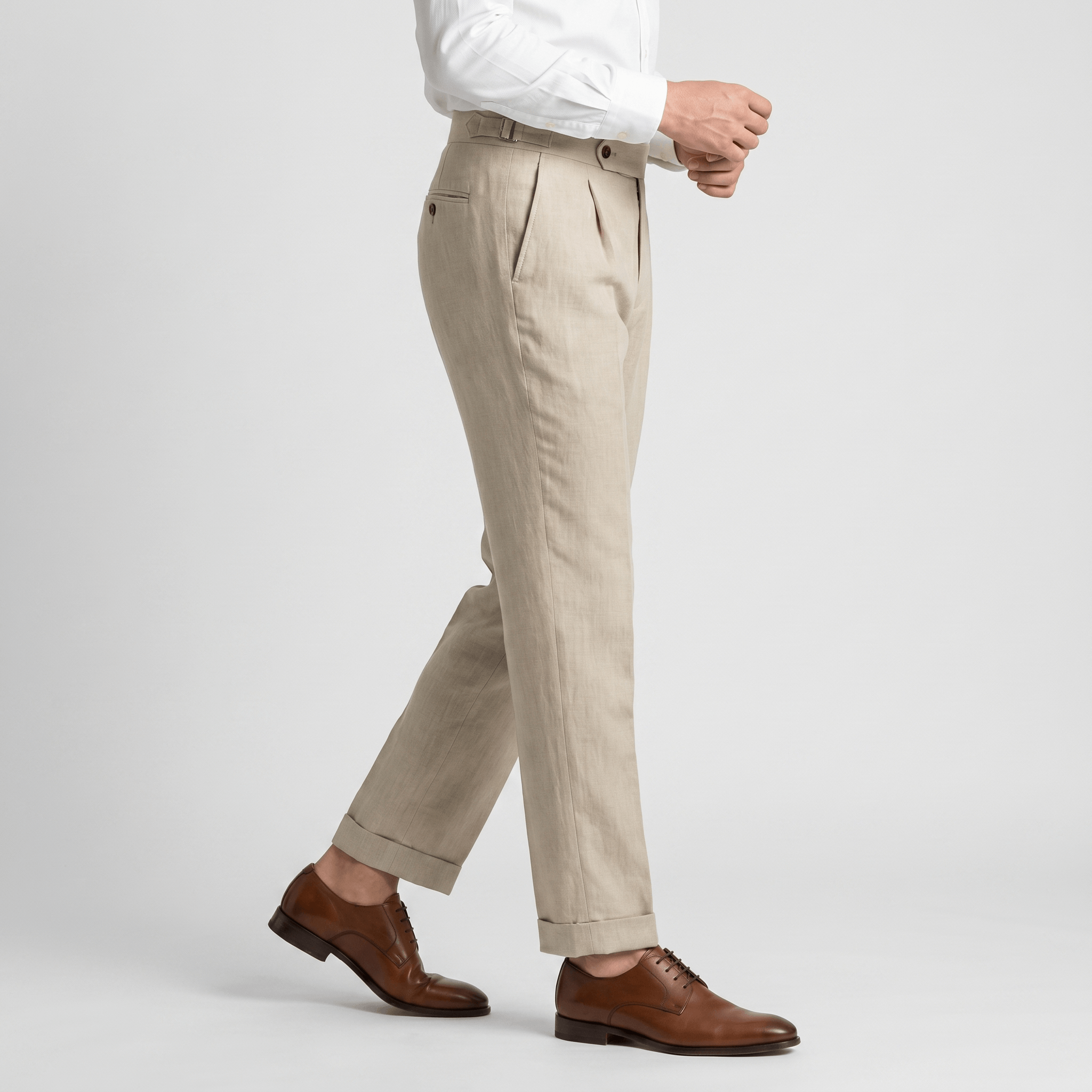 Felix Gurkha Linen Pants – High Waist Straight Leg Tailored Bottoms