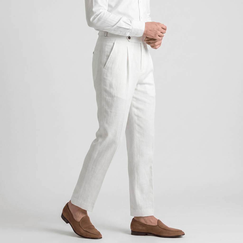 Felix Gurkha Linen Pants – High Waist Straight Leg Tailored Bottoms